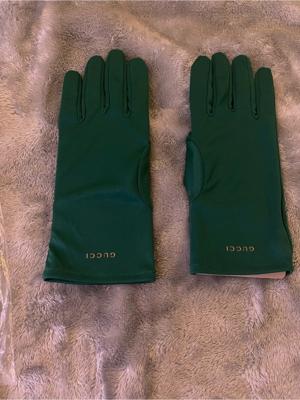 Gucci Emerald Green Long Gloves with Gold Logo